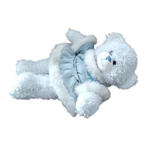 Build-A-Bear Teddy 16 Inch White & Blue "Fur" with Blue Nose and Mouth - Picture 6 of 9